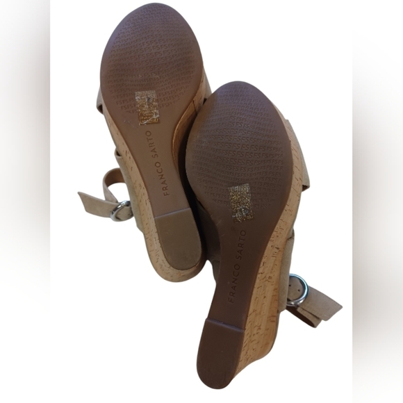 Franko Sarto Fawn Colored Suede Crossover Straps Open Toe Wedge Sandals Size 9.5 - Picture 6 of 8